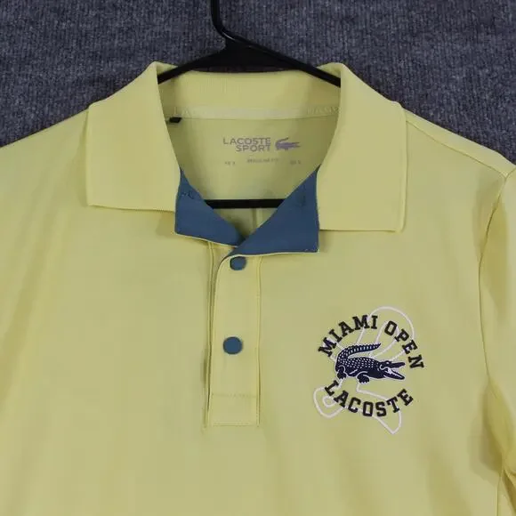 Lacoste Sport Shirt Mens Small Miami Open Polo Yellow Tennis Ultra Dry Preppy - Picture 2 of 16